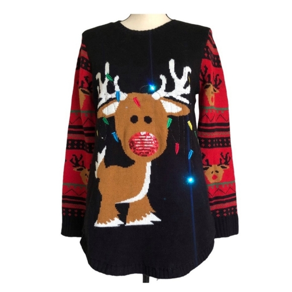 Sweaters - NWOT REINDEER LIGHT UP UGLY CHRISTMAS SWEATER